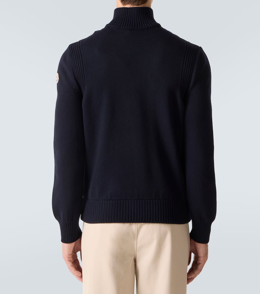 Moncler Down-paneled Wool Cardigan In Black
