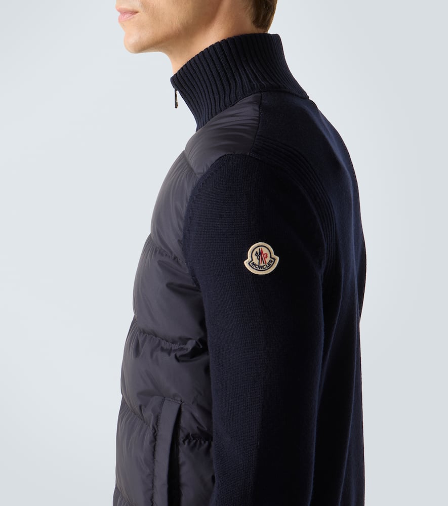 Moncler Down-paneled Wool Cardigan In Black