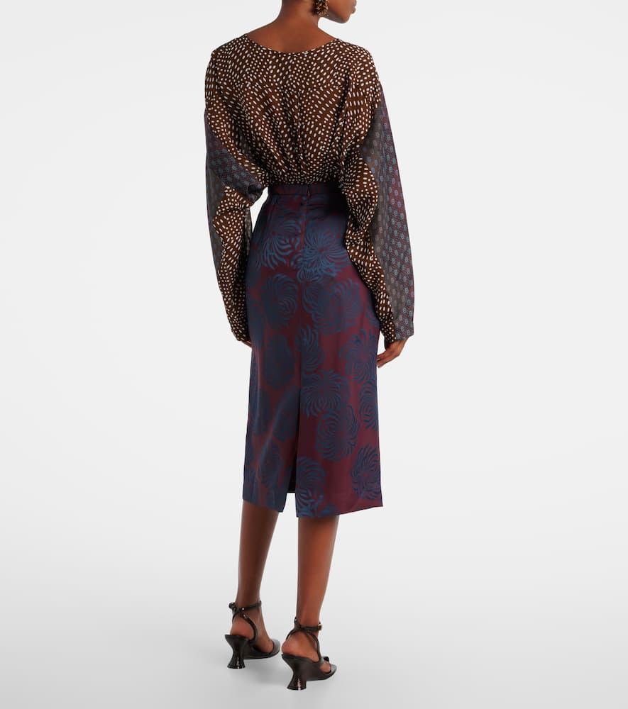 Dries Van Noten Printed Midi Skirt In Multi