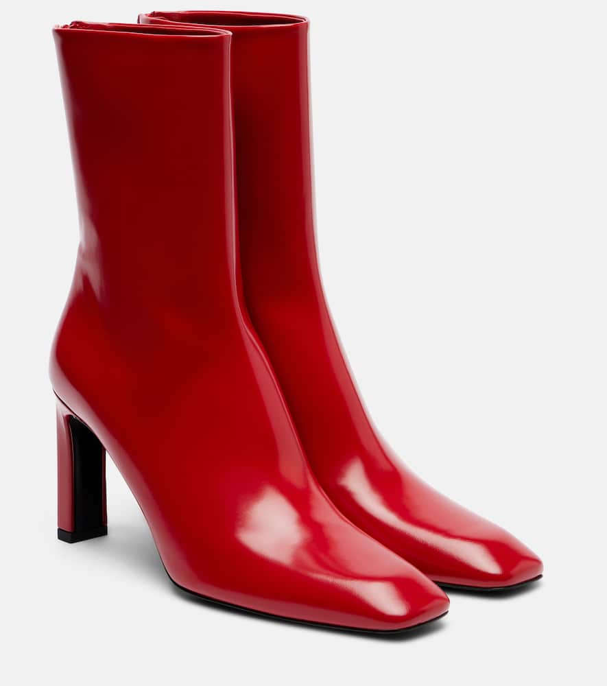 Totême Bar 85 Leather Ankle Boots In Red