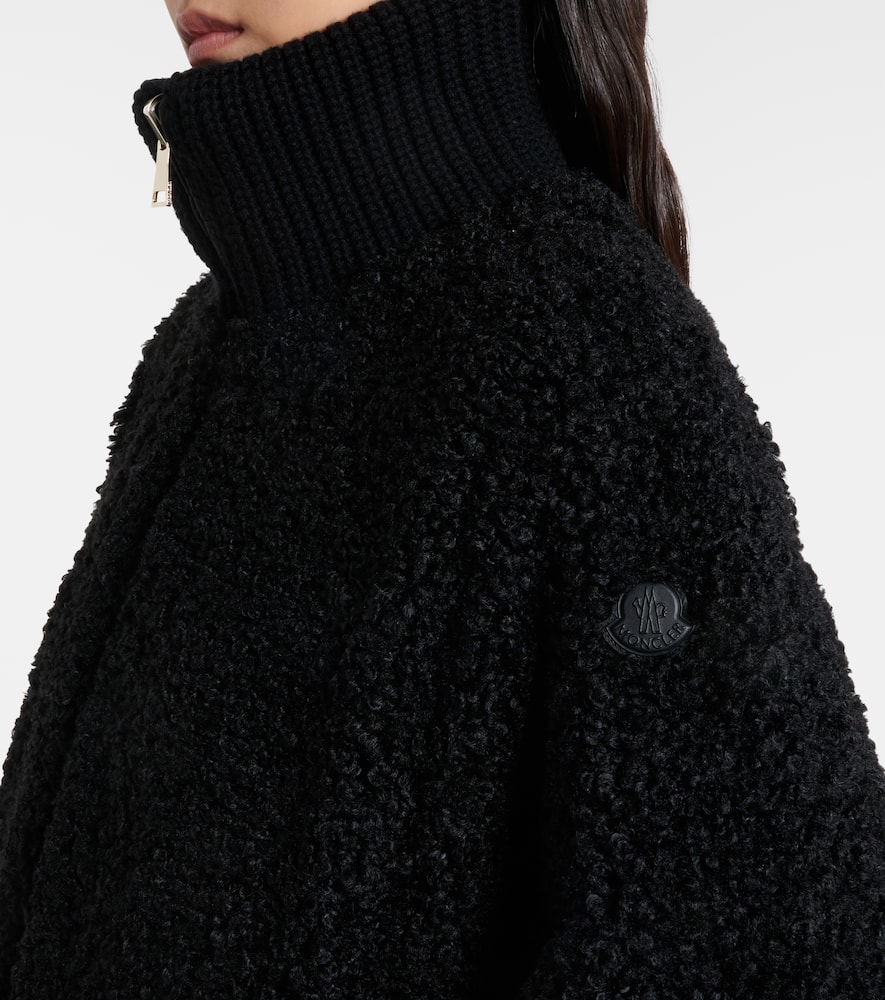 Moncler Reversible Leather-trimmed Cape In Black