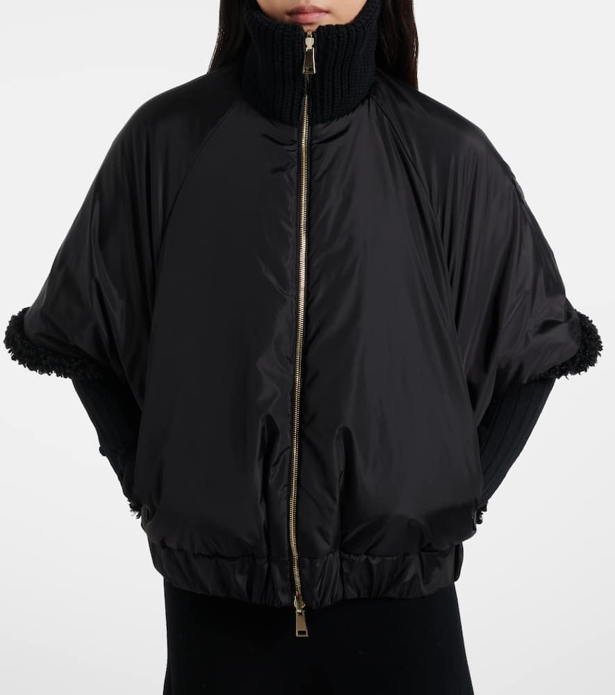Moncler Reversible Leather-trimmed Cape In Black