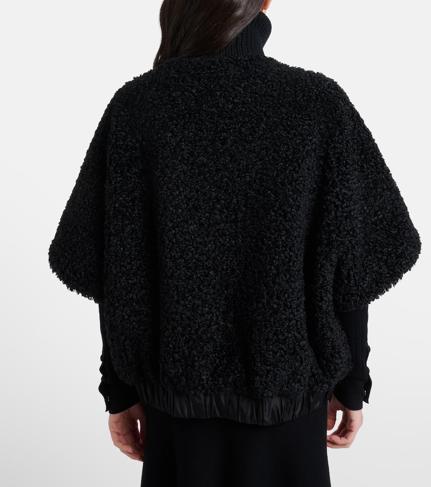 Moncler Reversible Leather-trimmed Cape In Black