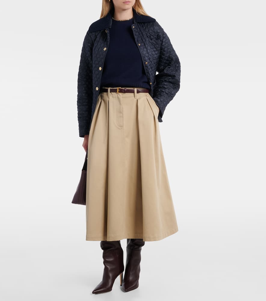 Moncler Pleated Midi A-line Skirt In Burgundy