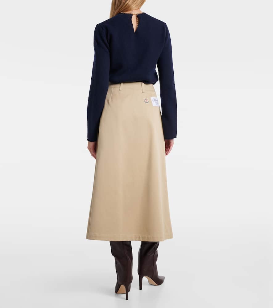 Moncler Pleated Midi A-line Skirt In Burgundy