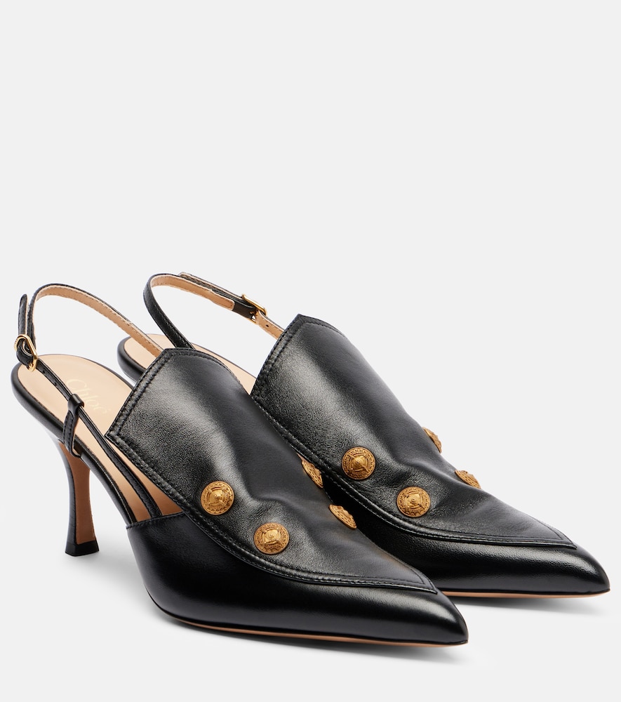 Chloé Agnes embellished leather slingback pumps