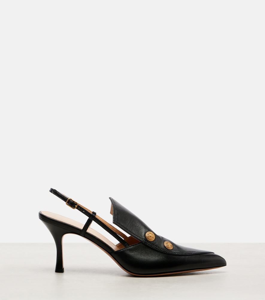  Chloe Chloe Agnes Embellished Leather Slingback Pumps 