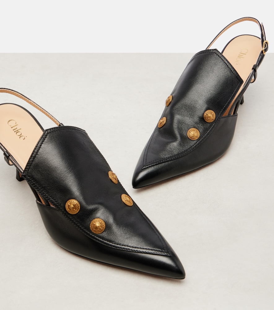  Chloe Chloe Agnes Embellished Leather Slingback Pumps 