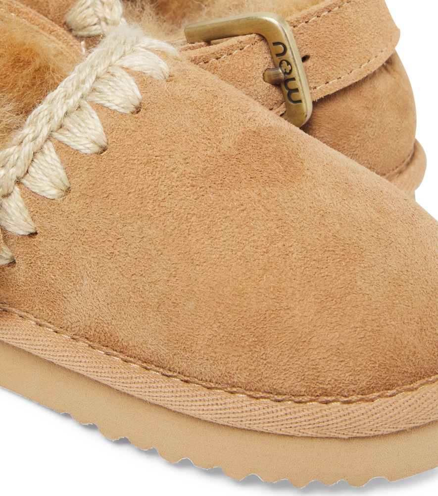  Mou Kids Mou Kids Embroidered Shearling-lined Suede Clogs 