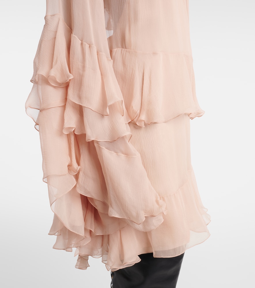  Chloe Chloé Vestido Corto De Muselina De Seda Con Volantes 