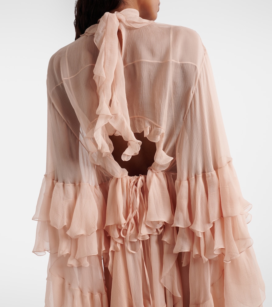  Chloe Chloé Vestido Corto De Muselina De Seda Con Volantes 