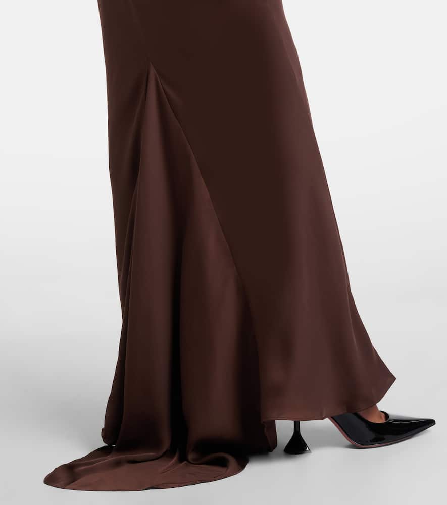 Rotate Birger Christensen Satin Bustier Gown In Brown