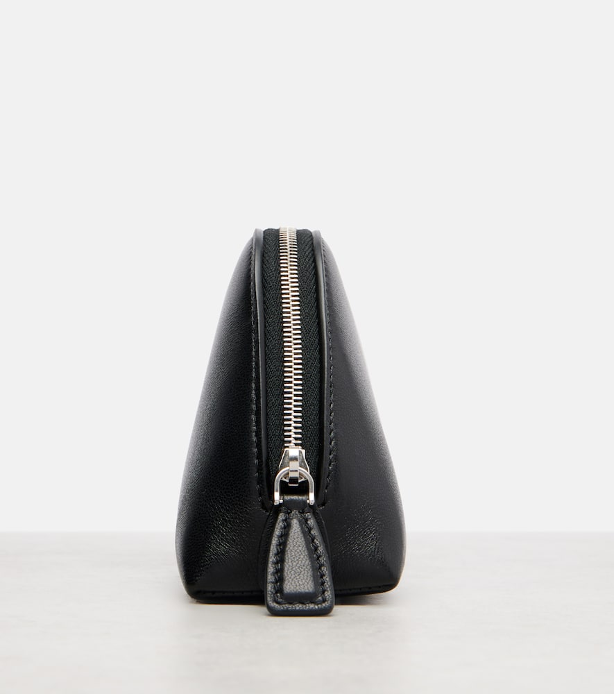 The Row Devon Mini Leather Clutch In Black