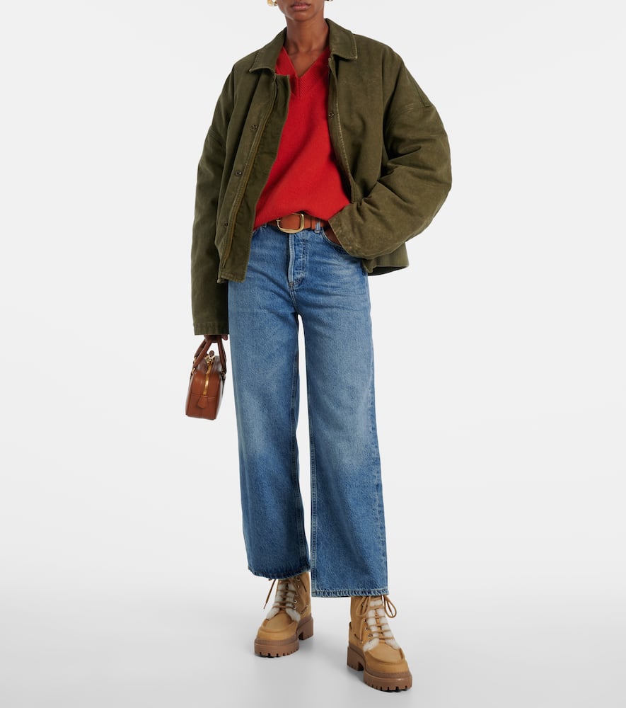 Yves Salomon Shearling-lined Suede Lace-up Boots In Brown