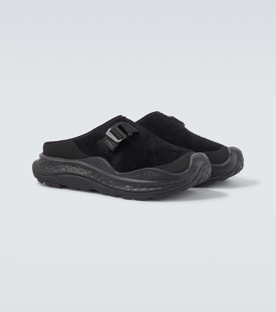 Hoka Ora Primo Ext Rubber-trimmed Suede Slip-on Sneakers In Black