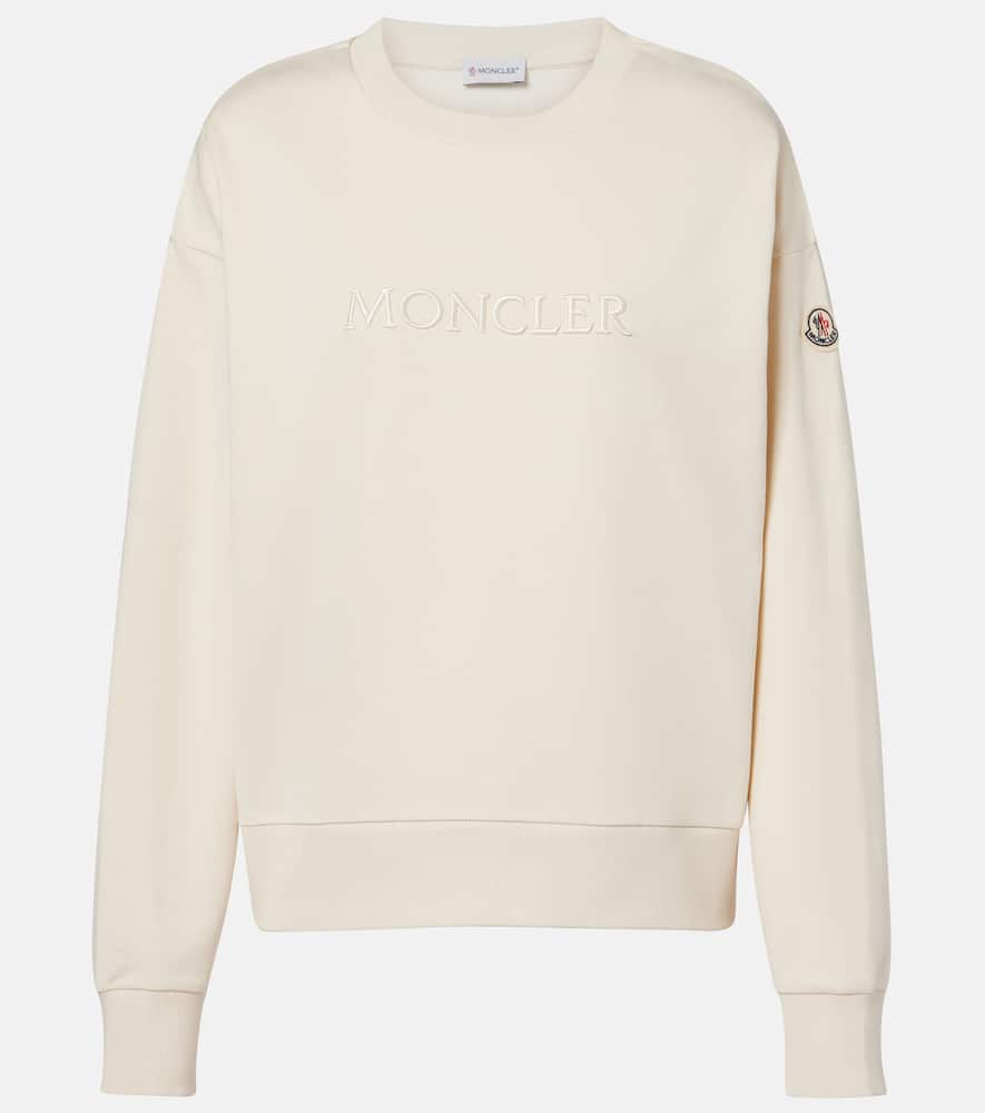 Moncler Logo Cotton Jersey Sweatshirt In White
