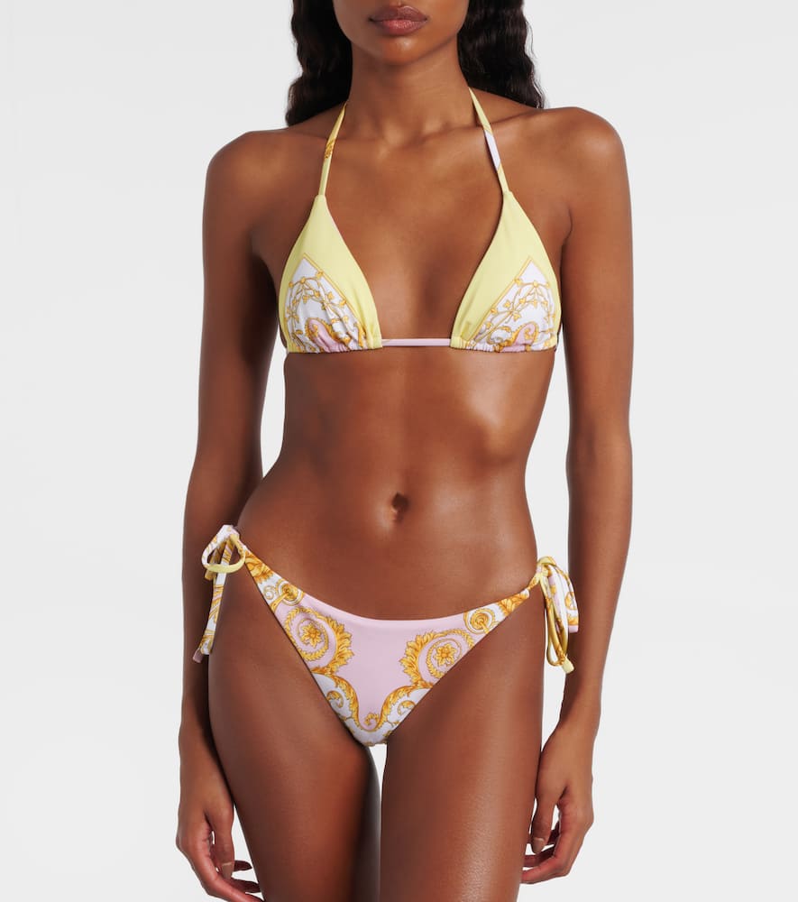 Versace Barocco Triangle Bikini Bottoms In Multi