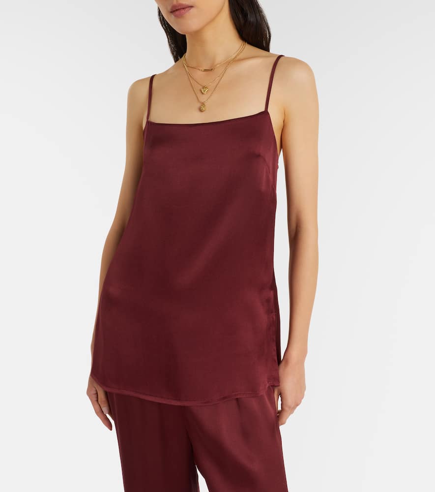 Asceno Pisa Silk Satin Camisole In Burgundy