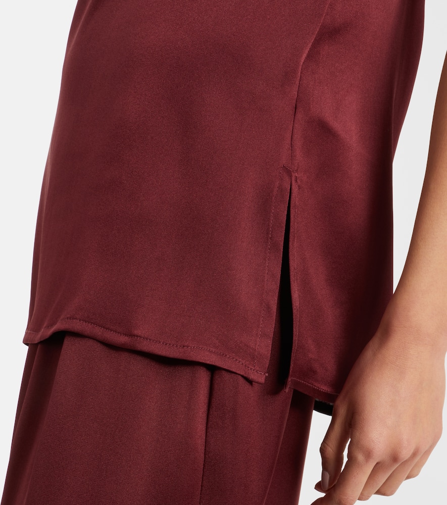 Asceno Pisa Silk Satin Camisole In Burgundy