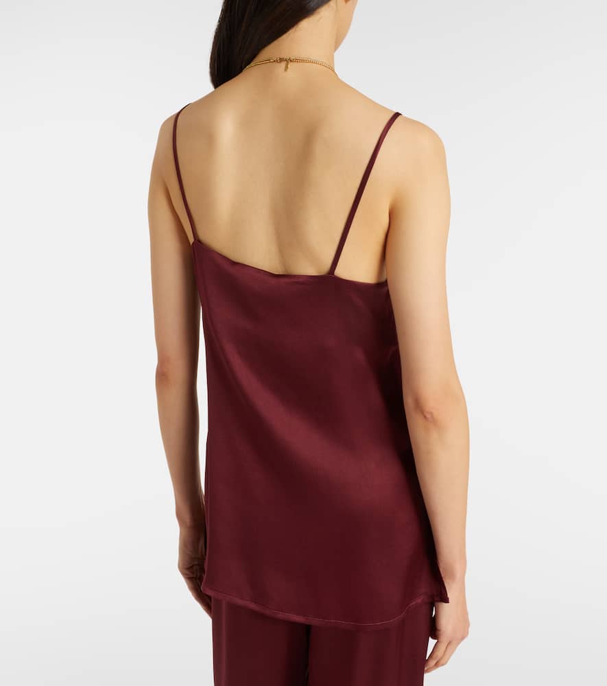 Asceno Pisa Silk Satin Camisole In Burgundy