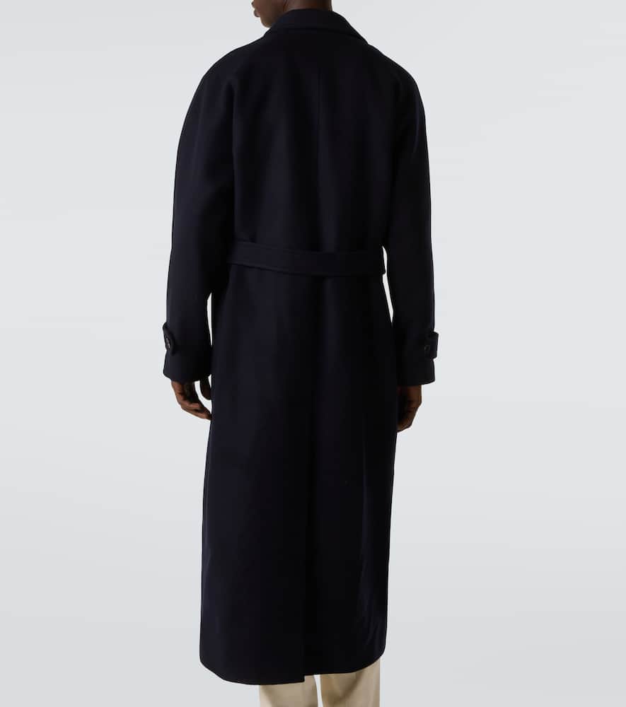 束带羊毛长款大衣