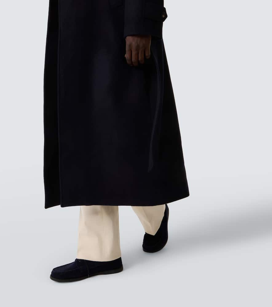 束带羊毛长款大衣