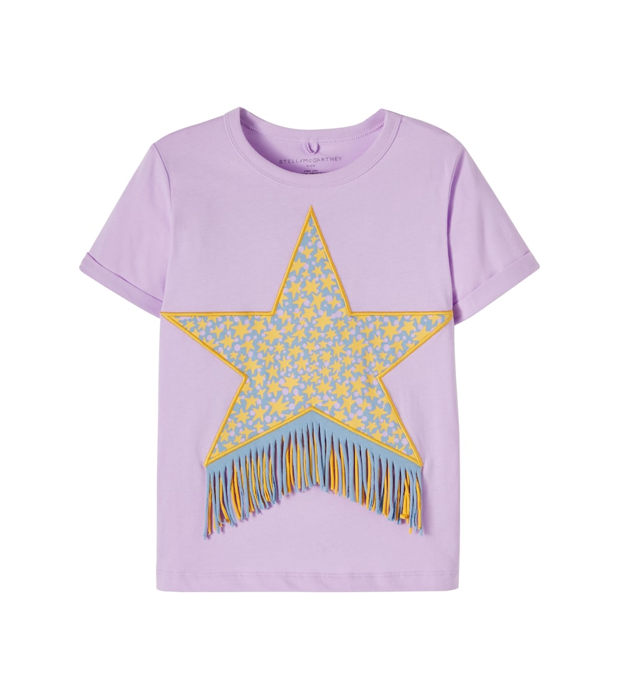 Stella McCartney Kids Fringed printed cotton jersey T-shirt　Stella McCartney キッズ フリンジ プリント コットン ジャージ T シャツ Stella