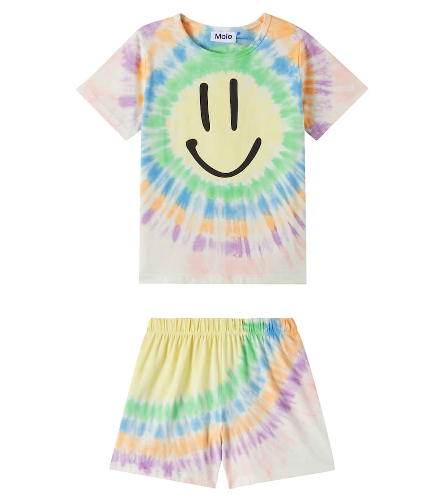 Pigiama in misto cotone tie-dye con stampa