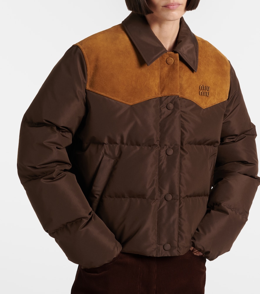  Miu Miu Miu Miu Daunenjacke Mit Veloursleder 