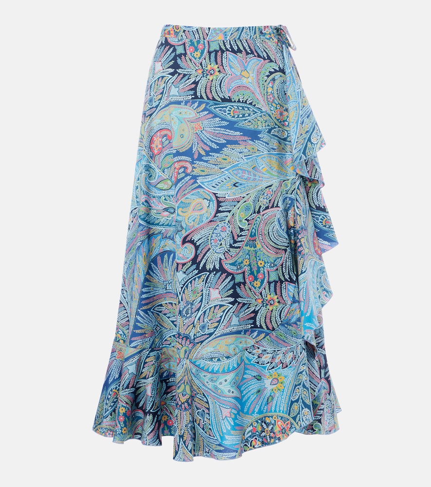 Etro Jupe midi imprime en coton mlang 665$