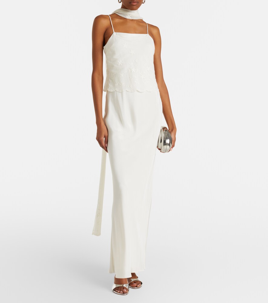 Posse Cove tulle-trimmed silk-blend satin maxi dress