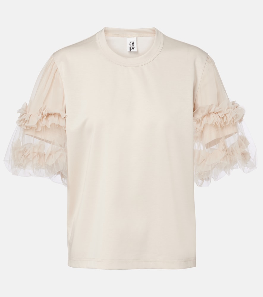 Noir Kei Ninomiya Ruffled tulle-trimmed cotton T-shirt
