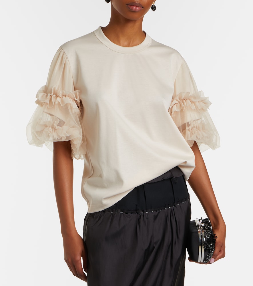 Noir Kei Ninomiya Ruffled tulle-trimmed cotton T-shirt