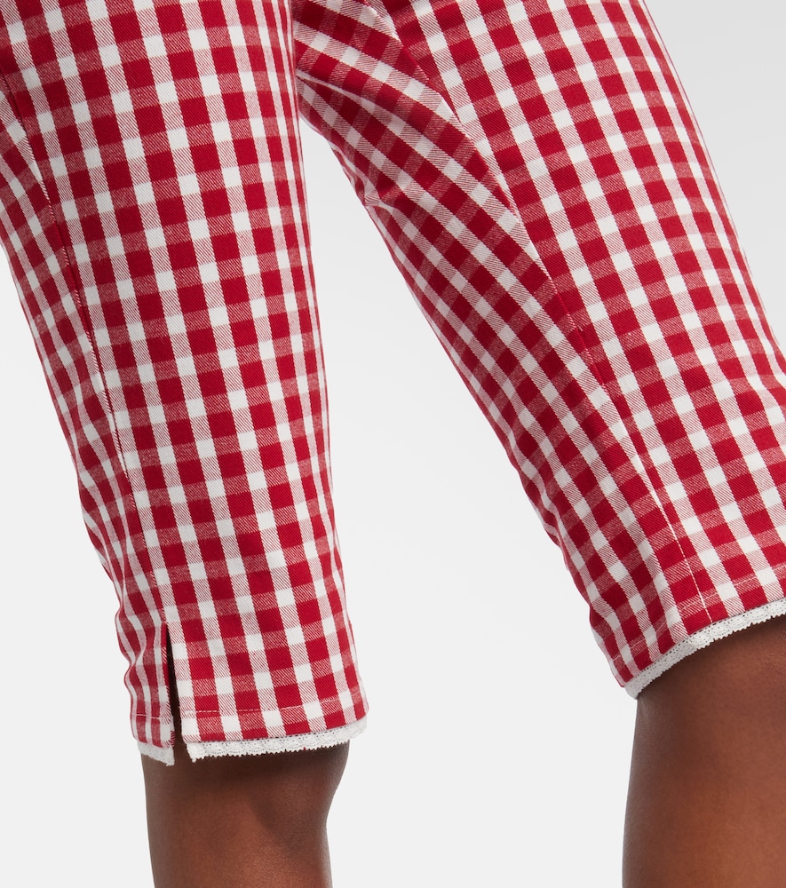  Posse Posse Ebony Gingham Lace-trimmed Cotton-blend Capri Pants 