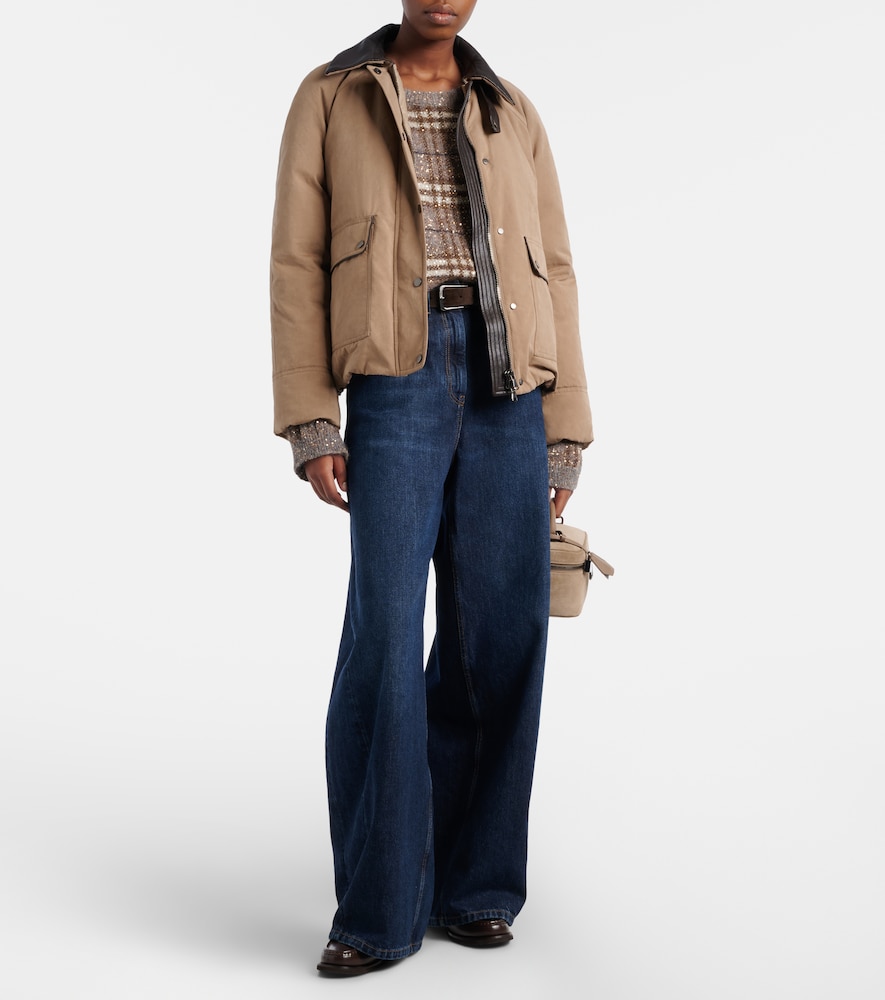  Brunello Cucinelli Brunello Cucinelli Wattierte Jacke Mit Leder 