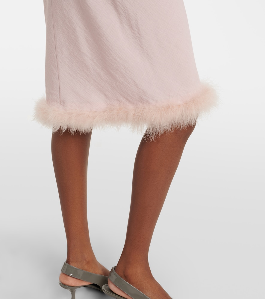 Soft Vibes Feather-Trimmed Midi