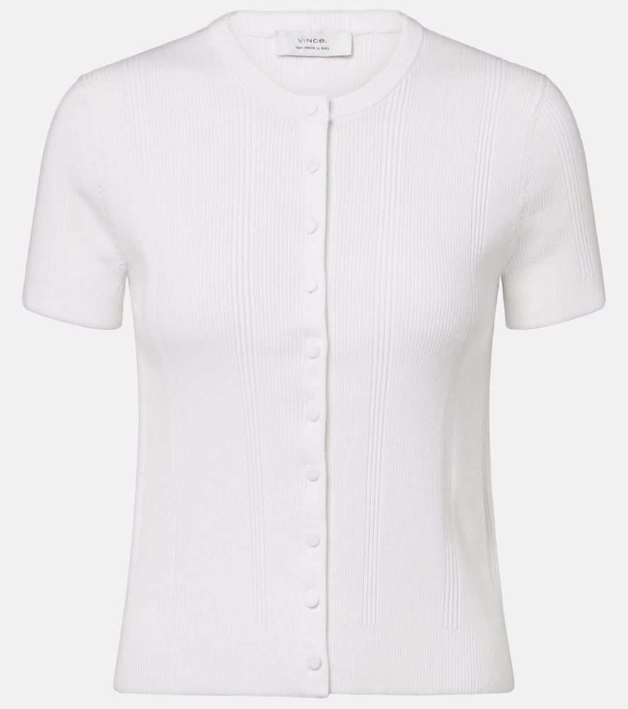 Top in misto cotone a coste