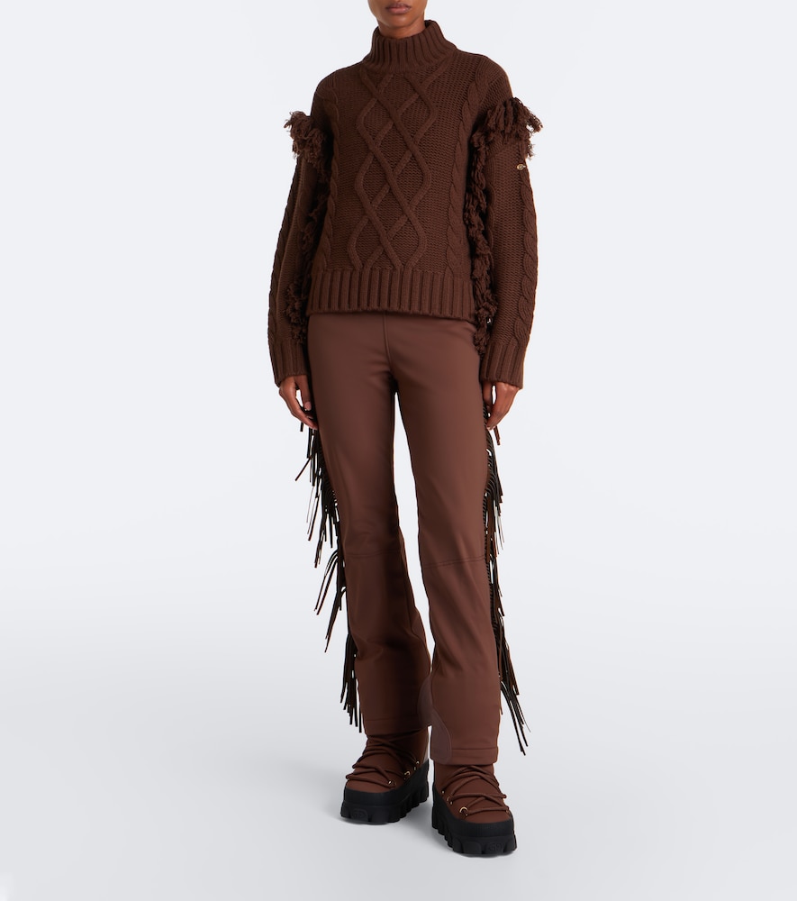 Brit Cable-Knit Fringed Sweater