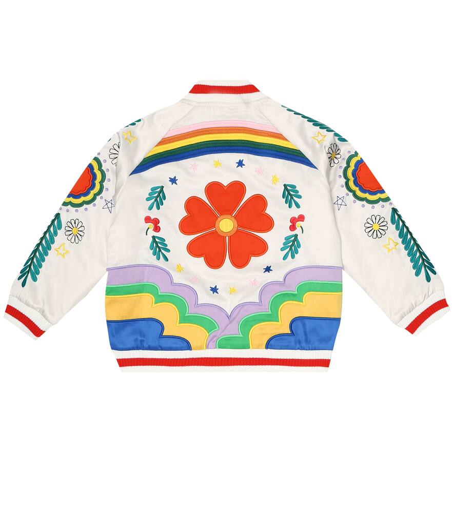 Click to view more detailed imagery on our partner's website Stella Mccartney Kids' Embroidered Satin Bomber Jacket In 大地色