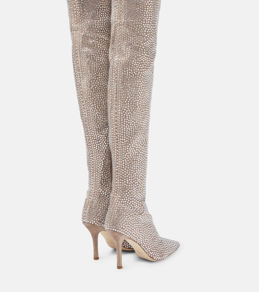 Paris Texas Embellished Over-the-knee Boots In Smoky Quartz