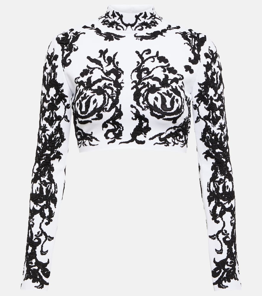 Alaïa Cropped-top Calligraphy Aus Jacquard In Multicoloured