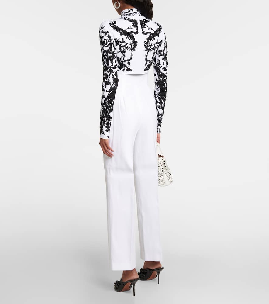 Alaïa Cropped-top Calligraphy Aus Jacquard In Multicoloured