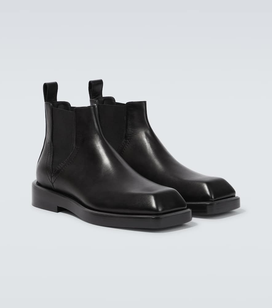 Shop Versace Leather Chelsea Boots In Nero-rutenio