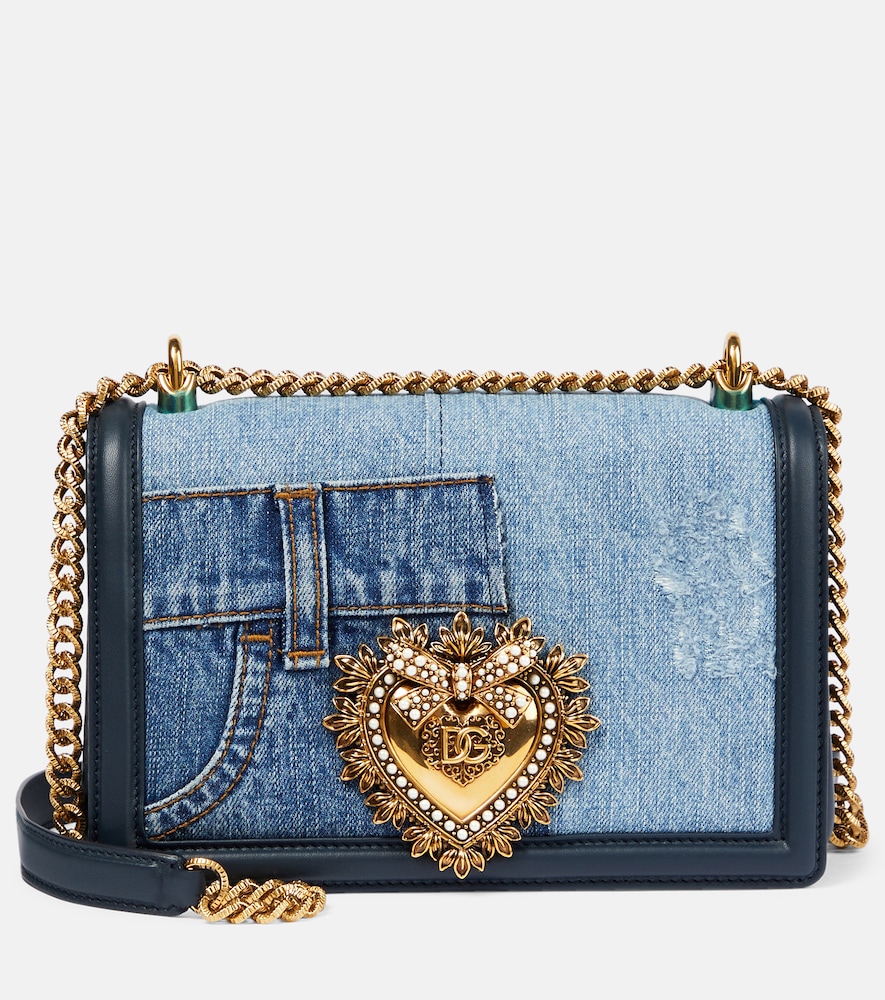Dolce & Gabbana Medium Devotion Patchwork-denim Top-handle Bag In Denim