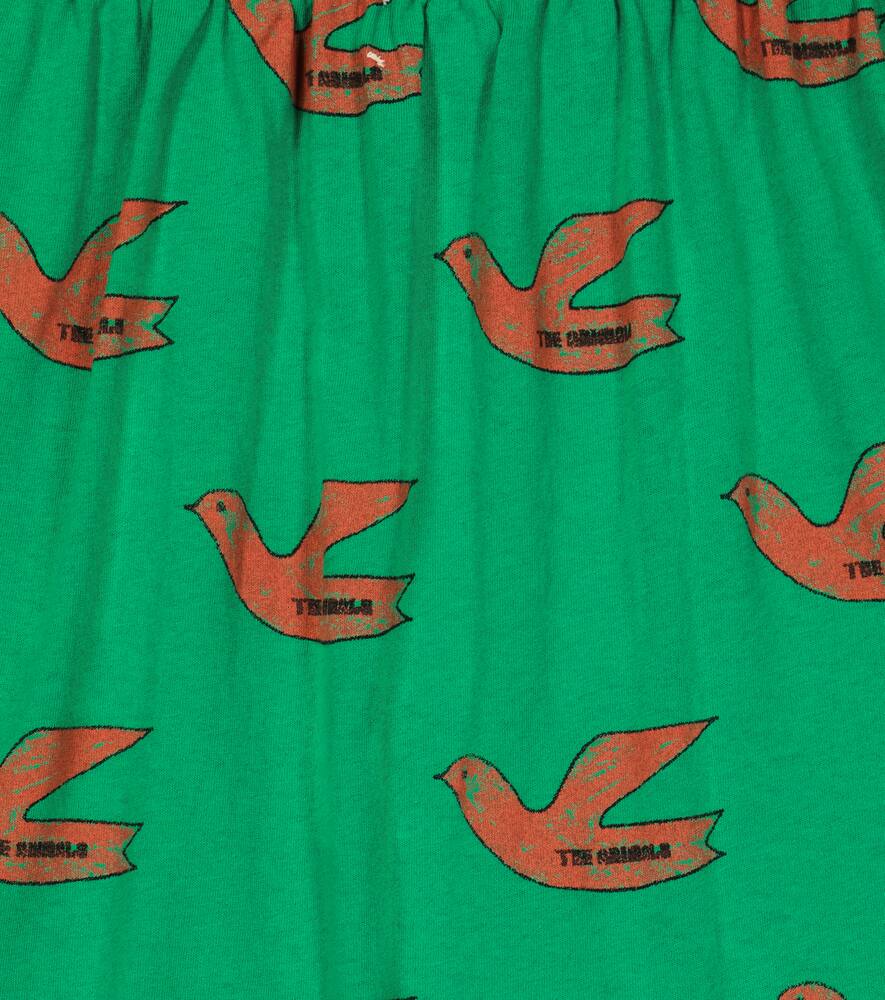 The Animals Observatory Kitten Printed Cotton Skirt In Green Birds