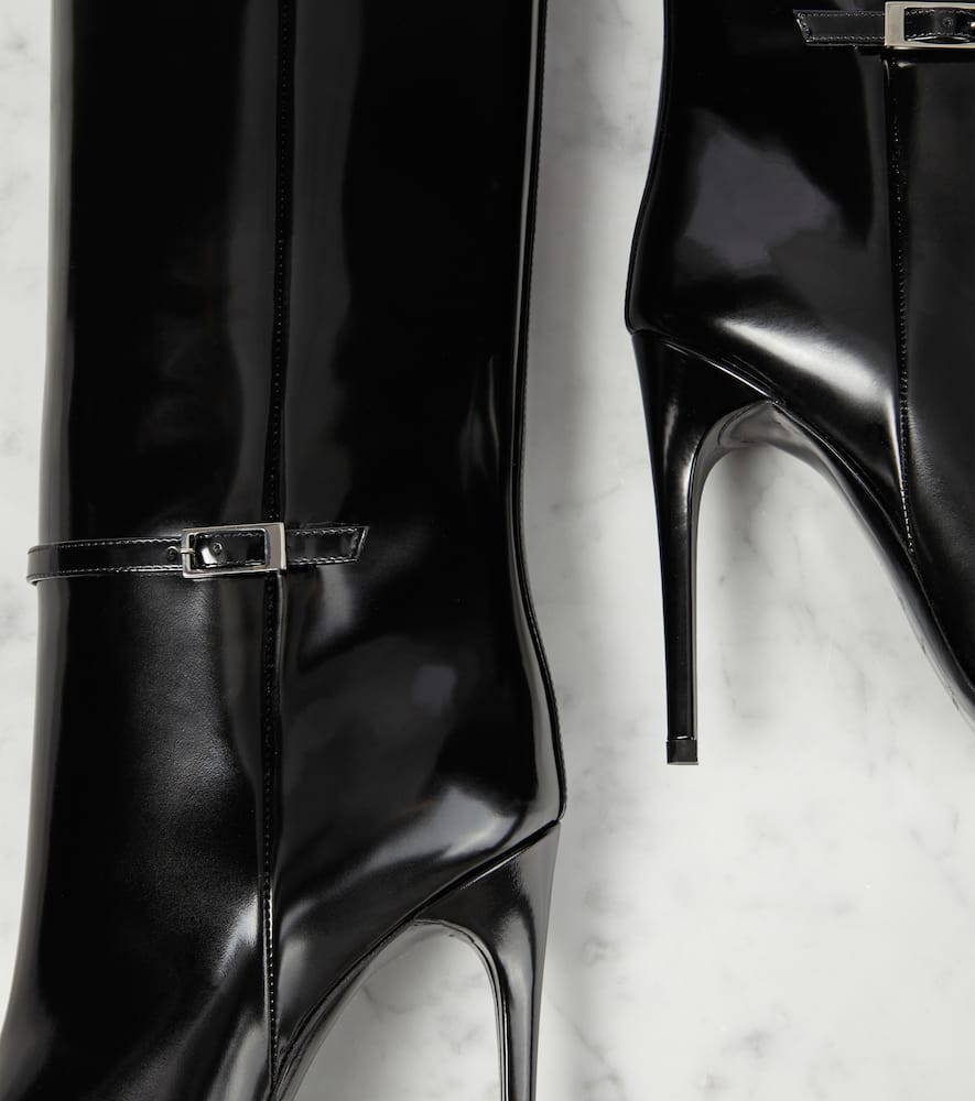 Shop Saint Laurent Vendome 110 Leather Knee-high Boots In Black