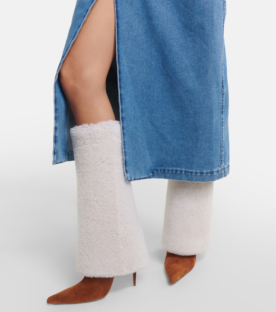 Magda Butrym Shearling And Suede Knee-high Boots In Multicoloured