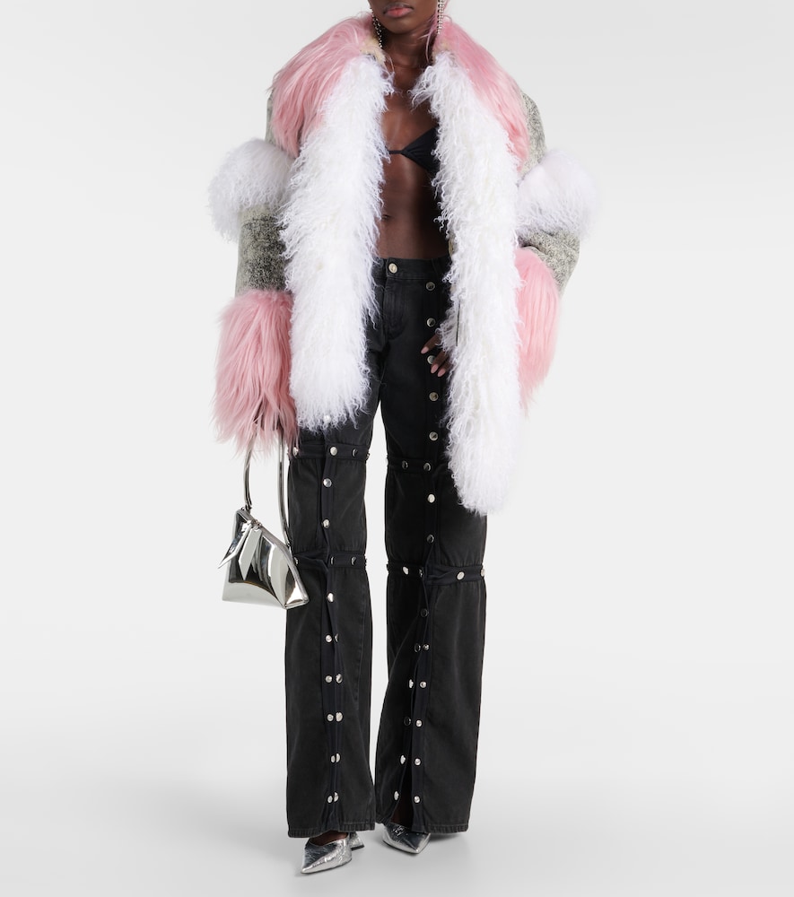  The Attico The Attico Shearling-trimmed Leather Jacket 