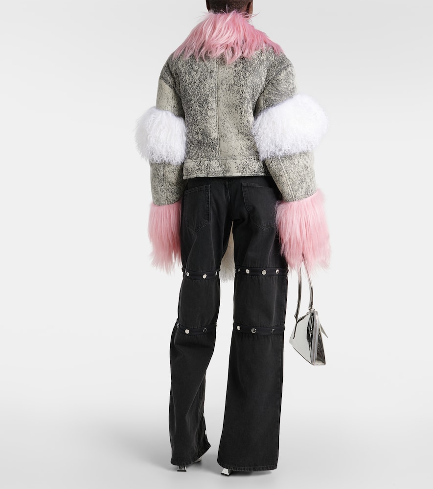  The Attico The Attico Shearling-trimmed Leather Jacket 