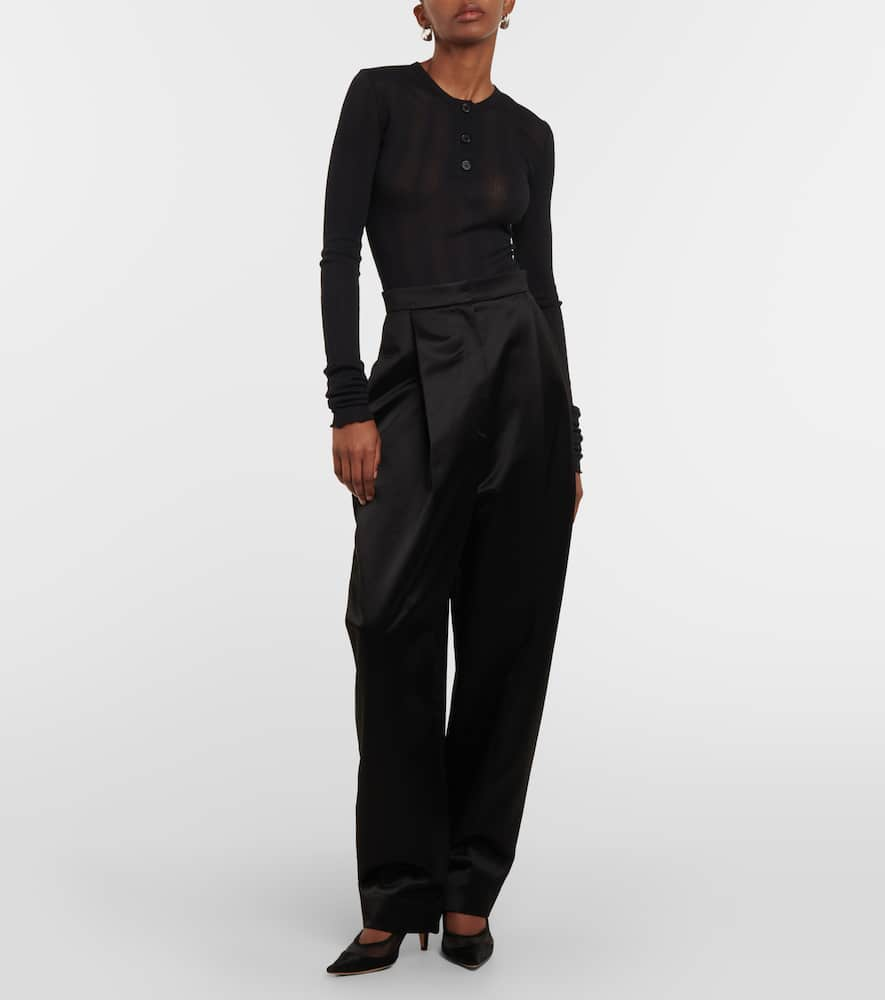 Shop Khaite Janelle Cotton-blend Jersey Bodysuit In Black